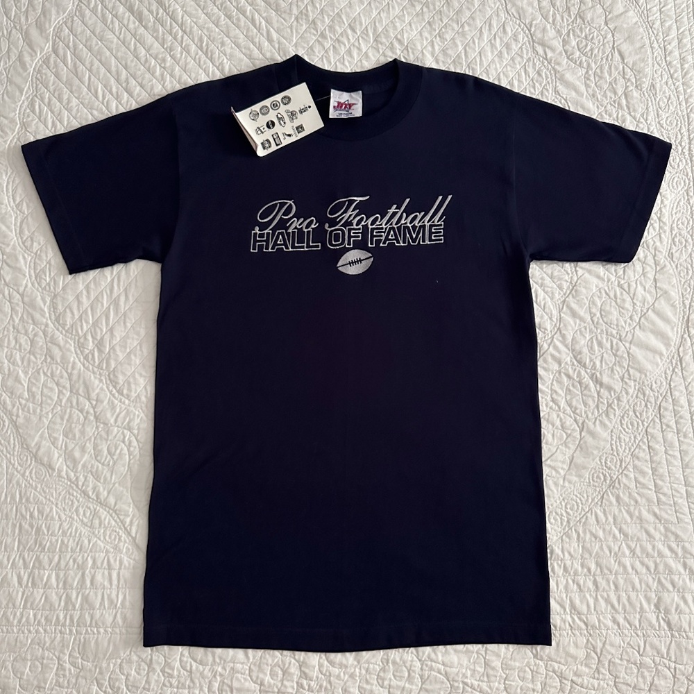 NWT Vintage Embroidered Pro Football Hall of Fame Tee T-Shirt 2000 Y2K